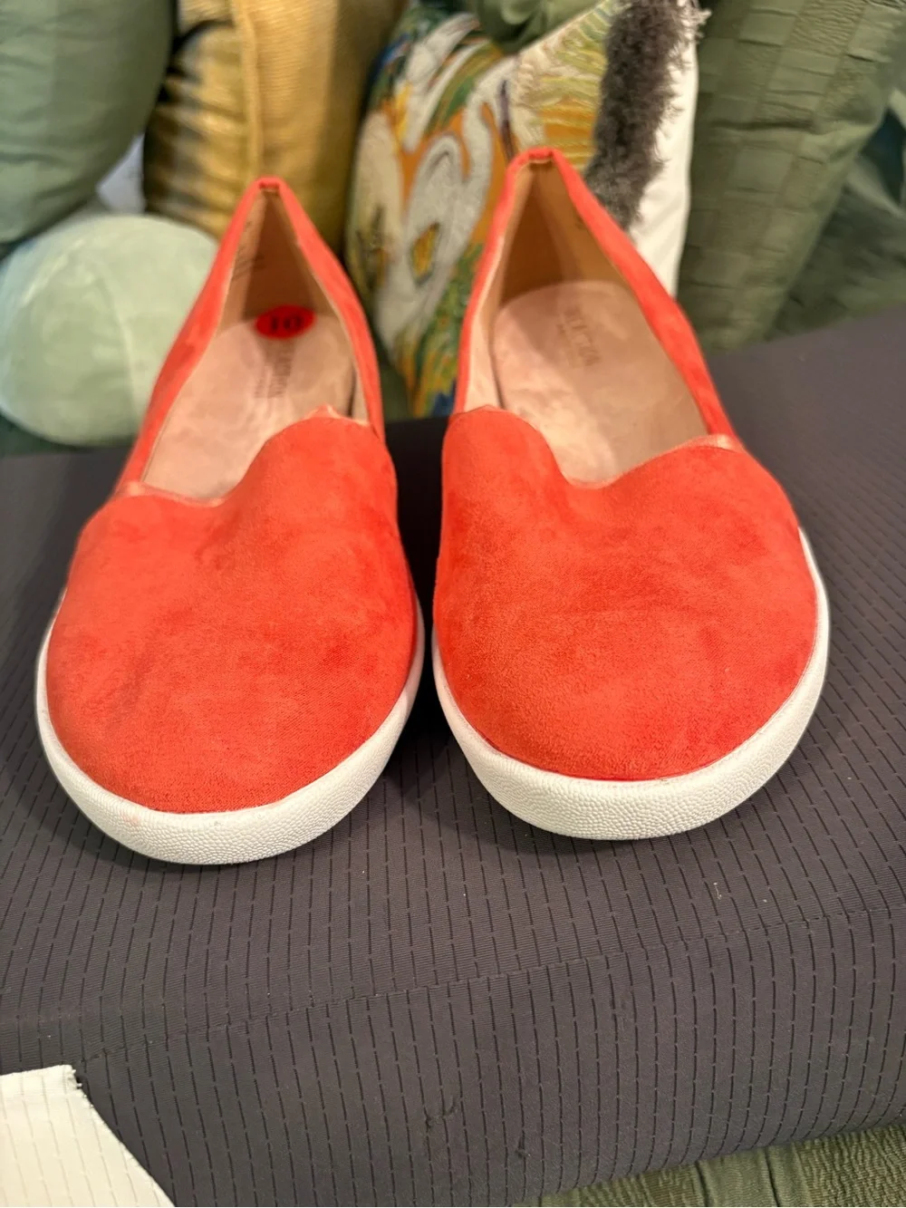 Kenneth Cole Reaction Coral-Red Suede Slip-On Flats